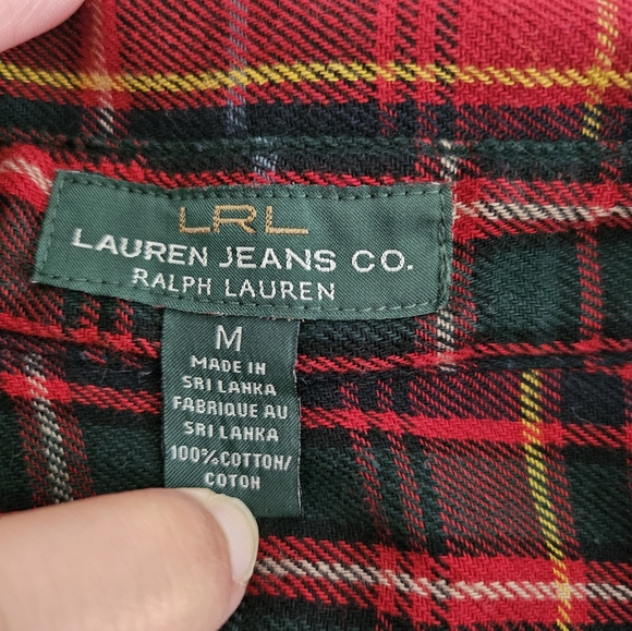 LRL Lauren Jeans Co Ralph Lauren Red Plaid Button Down Shirt Size M - Picture 5 of 9